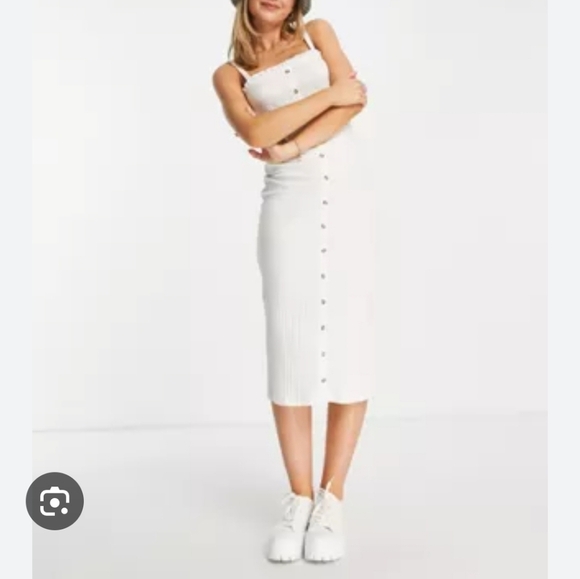 ASOS midi button through ribbed dress - Picture 1 of 4